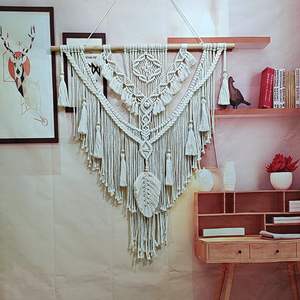 Grande <span class=keywords><strong>tapisserie</strong></span> tissée style nordique, décoration murale faite à la main pour TV, chevet ou canapé - Product Image 4