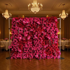 Mur de fleurs romantiques en 3D, panneau floral stéréo fait main, toile de fond florale pour décoration murale de mariage ou de fête - Product Image 1