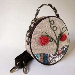 オリジナルの美的デザイン、手織りの2025年新作コットンリネン製ジッパー開閉式ハンドバッグ、女性用ショルダーバッグ、クロスボディバッグ、スマホバッグ - Product Image 2