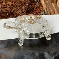 Adorable figurine de tortue en cristal transparent poli, ornement animal artisanal pour la décoration de table intérieure, cadeaux d'affaires