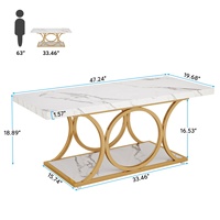 Tribesigns Table basse rectangulaire, tables basses modernes de 47.24 pouces pour salon, table basse à 2 niveaux en bois et faux marbre