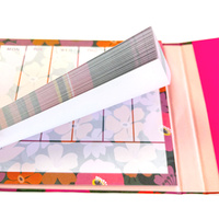 Bloc-notes autocollants pour le bureau, ensemble de blocs-notes avec couleurs et logo personnalisables, 80 feuilles, design floral rouge, compartiments de rangement
