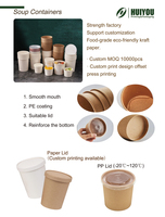 Emballage de récipient alimentaire en papier jetable écologique personnalisé à emporter bol de nouilles en papier kraft tasses à soupe chaude avec couvercle plat en papier