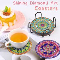 OCHOICE Usine Directe Diamant Art Dessous De Verre En Gros Petit quantité minimale de commande En Vrac Peinture Diamant Bois Dessous De Verre pour Souvenir Artisanat Cadeau
