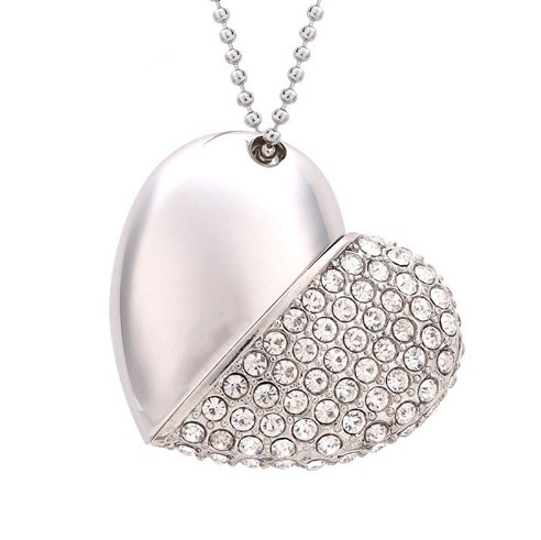 Promotional Heart Shaped Diamond Jewelry Crystal Love Shape Usb Flash Drive