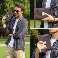 CONTACT'S винтажный кожаный мужской кошелек-клатч с замком и ремешком на руку