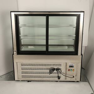 יחיד-קשת זכוכית קשת נירוסטה במקרה תצוגה שחור ולבן מקרר עבור עוגת פיצה - Product Image 5