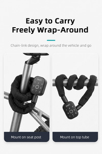 Verrou de vélo intelligent électronique portable avec carte NFC, empreinte digitale numérique et déverrouillage par clé - Product Image 2