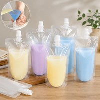 En stock – Vente en gros – Sachets souples personnalisés recyclables avec bec verseur pour jus, boissons et eau – Sachets en plastique transparents avec buse – Sachets de jus personnalisés