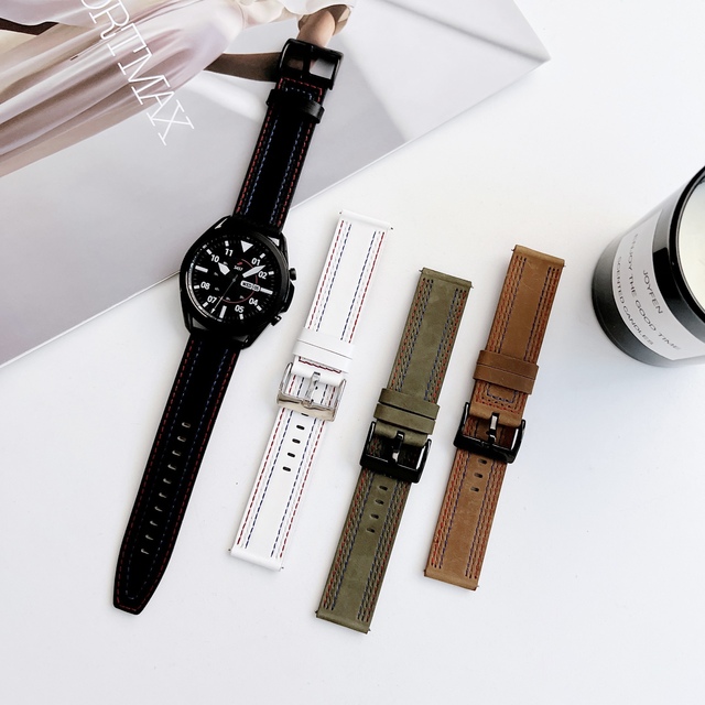 FORWELLENY 22mm 20mm Quick Release Leather Watch Straps for Samsung Active 2 3/Galaxy Watch 3 4 Premium Watch Bands for Men