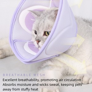 Kingtale Adjusta ble Recovery Pet Cone Vivifying Cat Elizabethan Collar Leder Silikon PU Gummi Animal Print Bänder - Product Image 4