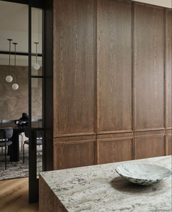 Mobili da <span class=keywords><strong>Cucina</strong></span> in Noce Vermont con <span class=keywords><strong>Isola</strong></span> Curva e Nicchia Integrata per Elettrodomestici, Ideali per Ristrutturazioni - Product Image 4