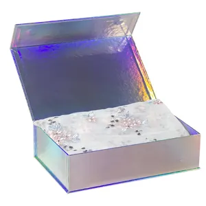 Luxus Custom Elegant Magnetic Flip Laser Papiers chuhe Verpackung Geschenk box mit Logo