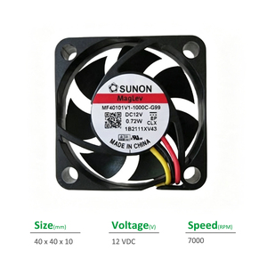 Ventilateur axial de refroidissement pour armoire et onduleur SUNON MF40101V1-1000C-G99, électrique, OEM/ODM, 40x40x10mm, 12VDC, 51mA, 0.72W, 7000RPM, 8.0CFM - Product Image 2