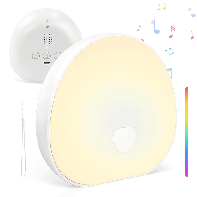 Portable White Noise Machine Baby with Night Light, 7 Colourful Lights, 10 Soothing Sounds, Volume Control, Timer, for Babies