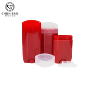 Conteneur de déodorant en gel vide rouge de 50g 75g 80g, flacon ovale en PP, emballage de déodorant en plastique