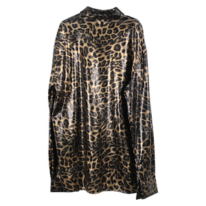 <span class=keywords><strong>Chemise</strong></span> à manches longues à boutons zébrés dorés brillants pour <span class=keywords><strong>homme</strong></span> Style années 1980 Chemisier disco métallisé Accessoire supérieur - Product Image 2