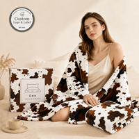 Plaid en peluche à imprimé vache, ultra doux, moelleux, écologique, léger, en polyester, pour toutes les saisons, emballage cadeau personnalisé