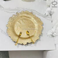 Vaisselle de mariage d'usine Décoration d'assiettes rondes dorées Décoration de banquet d'hôtel de mariage Assiette de présentation en or