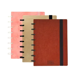 Customized ring note pu cover special embossed creative business agenda motivational executive disc bind notebooks