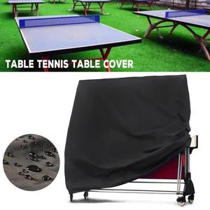 Housse de table de ping-pong 165x70x185cm, imperméable, anti-poussière, pour l'extérieur, en fibre de polyester noire - Product Image 4