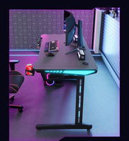Meuble de bureau en bois pour jeux vidéo, lampe de bureau pour salle de jeux, bureau de jeu avec coin large