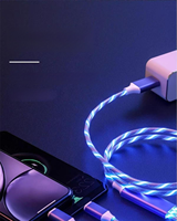 Cable de Carga 3 en 1 con Luz LED USB Tipo-C, Conectores de Aleación de Aluminio para Android, para Xperia