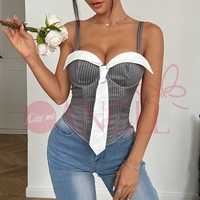 KISS ME ANGEL femmes mode Sexy col bas épissé cravate conception Push up débardeurs tout Match été Camisole femmes vêtements