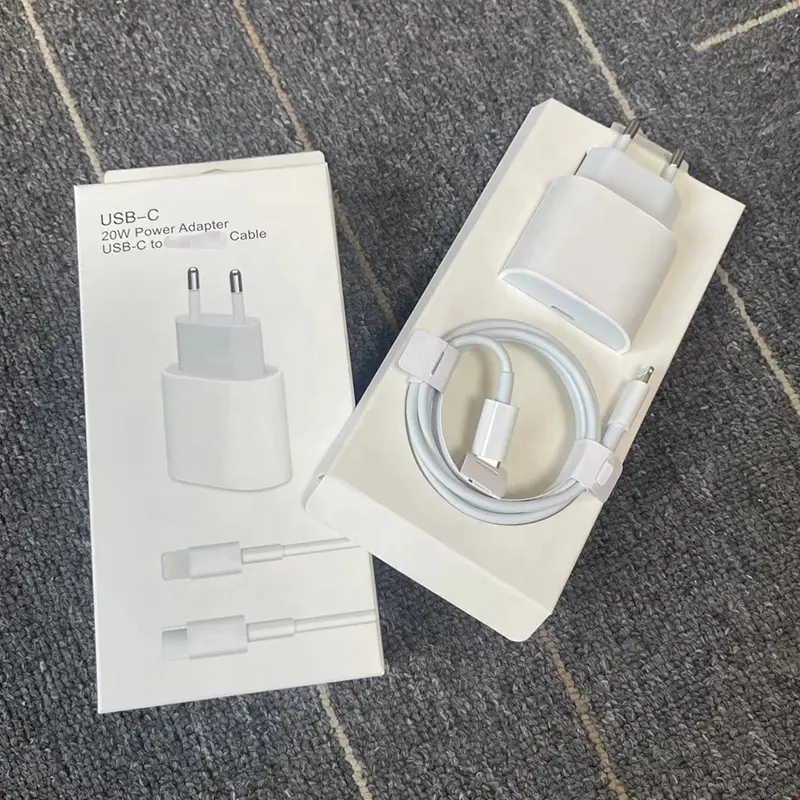 Portable Bulk Original Logo Cell Phone USB Wall Usb-c Type c cable Fast Charging Plug Pd 18w 20w Charger Adapter For Iphone