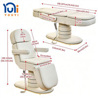 Table de massage électrique pour soins esthétiques avec lumière LED, 3 moteurs, lit de beauté inclinable pour salon de beauté