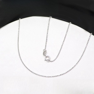 Kalung rantai manik-manik berlapis Rhodium perak murni 925 asli Tautan bola 1mm perhiasan Pria Wanita Anak perempuan grosir - Product Image 5