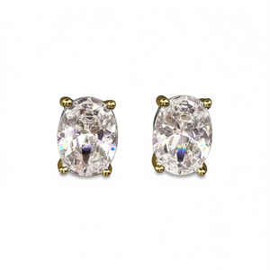 Clásicos pendientes de oro macizo de 18 quilates con diamantes de corte ovalado para mujer, joyería de boda, engaste de garra, pendientes finos. - Product Image 1