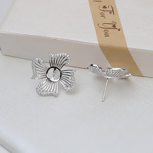 Aretes de Plata S925 Wenchi, Agujas Pequeñas para Mujer, Perlas de 8-10 mm, Accesorios de Joyería DIY, Piedras Semipreciosas Vintage Personalizadas - Product Image 4