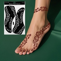 Autocollants d'art corporel au henné indien autocollants de papier peint par pulvérisation temporaire jus de plantes pieds tatouage numéro de modèle