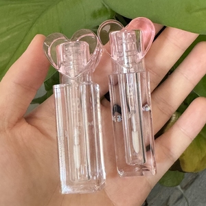 Tubes à rouge à lèvres roses avec logo personnalisé, contenants en plastique transparent rectangulaires de 3,5 ml, <span class=keywords><strong>bouchon</strong></span> en forme de cœur, emballage cosmétique, sérigraphie - Product Image 6