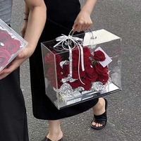 Boîtes en acrylique de luxe léger pour cadeaux Boîte pour cartes-cadeaux de mariage Boîte en acrylique transparente pour fleurs