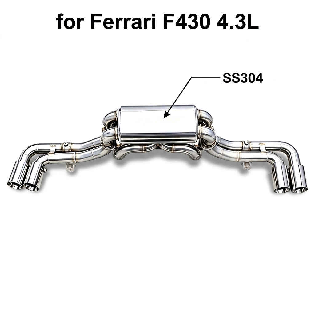 VantaFlow Stainless Steel Catback Exhaust Pipes for Ferrari F430 4.3L 2005-2009 High Performance Muffler with Vacuum Valve Control