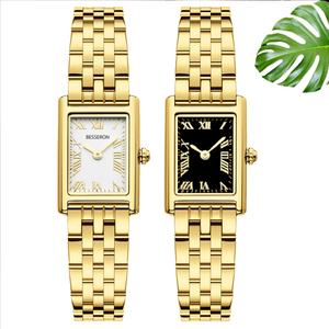 Montre à quartz pour femme avec logo personnalisé, boîtier carré en céramique, fermoir caché en acier inoxydable, montre-bracelet de luxe avec logo personnalisé pour femme - Product Image 2