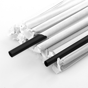 Dùng một lần 0.8x21cm đen nhựa ống hút với giấy bọc cho nước & nước trái cây uống cho các bên - Product Image 1