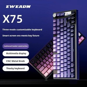 Teclado Mecánico para Juegos EWEADN <span class=keywords><strong>X75</strong></span> de 3 Modos, Tipo-<span class=keywords><strong>C</strong></span>/2.4G/BT, Intercambiable en Caliente, con Pantalla y Perilla de Volumen - Product Image 2