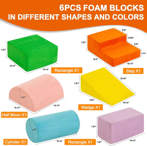 6 Pieces Colorful Soft Foam Climbing Blocks Play Gym Set For <b>Toddlers</b> Indoor Plush Safety Steps With Ramp And Platform - Product Image 2