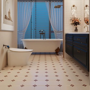 Azulejos de Porcelana Vitrificada Mate Nórdicos Modernos de 200x200, Textura Imitación Piedra, 9 mm de Grosor, Diseño de Patchwork Verde Fresco - Product Image 5