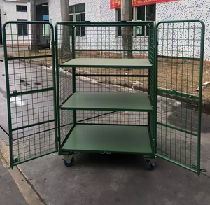 अनुकूलन योग्य धातु चार-पहिया रोल कंटेनर 500 किलोग्राम फोल्डेबल वायर जाल ट्रॉली कंटेनर, रसद परिवहन गोदाम सुपरमार्केट के लिए - Product Image 3
