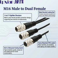 Kabel Splitter M16 Tahan Air IP67 12 Pin Male ke Dual 7 Pin Female 1 ke 2 Jalur Konektor Penerbangan Sirkular Kabel Ekstensi