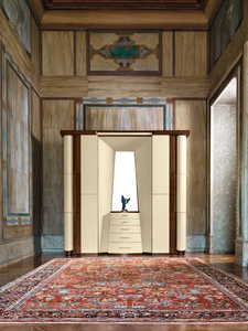 Meuble de salon de luxe, armoire murale modulaire en bois pour hall, meuble de salle à manger de villa avec miroir central - Product Image 6