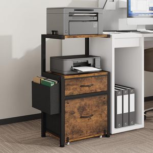 Wooden Movable <b>Filing</b> Cabinet Storage Rack <b>Drawer</b> Printer Stand Office <b>Filing</b> Cabinet 3 Floors Mobile With <b>Drawers</b> - Product Image 1