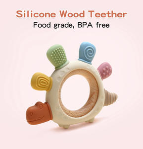 Timón <span class=keywords><strong>de</strong></span> silicona sin BPA con anillo <span class=keywords><strong>de</strong></span> madera <span class=keywords><strong>para</strong></span> calmar las encías <span class=keywords><strong>de</strong></span> los bebés, juguetes <span class=keywords><strong>de</strong></span> dentición <span class=keywords><strong>de</strong></span> silicona <span class=keywords><strong>para</strong></span> bebés <span class=keywords><strong>de</strong></span> 3 a 6 meses - Product Image 2