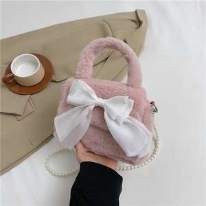 Plush bowknot shoulder and <b>crossbody</b> <b>bag</b> for women - Product Image 3