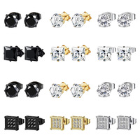 Aretes Magnéticos Cuadrados de Circonita de Acero Inoxidable de 6 mm, Elegantes y Resistentes al Agua, Joyería Magnética Dorada para Niños Sin Perforación