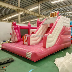 Parque de juegos inflable para niños, castillos saltadores para mayoristas, empresas de alquiler de eventos, Tobogán inflable con tema de princesa rosa - Product Image 1